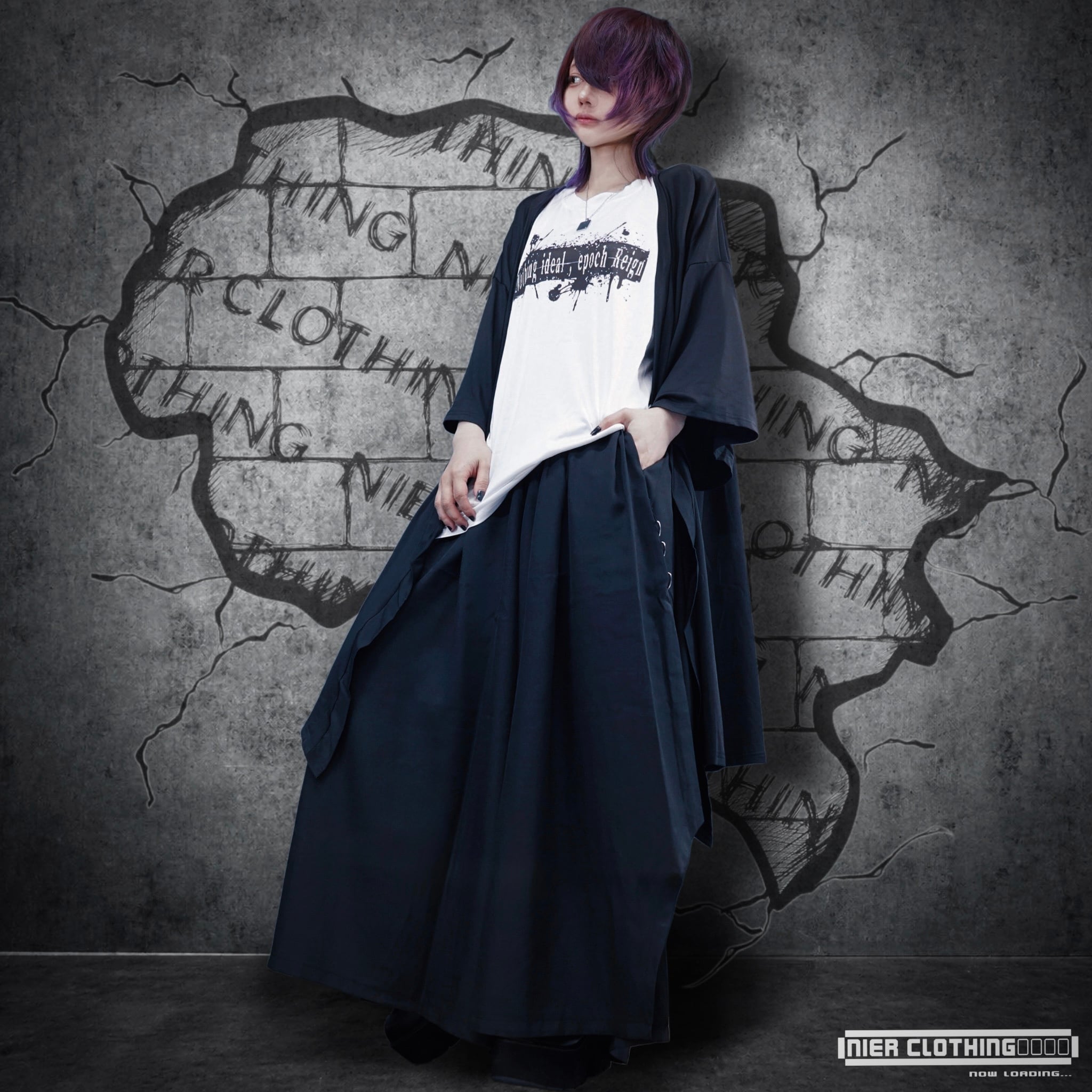 SIDE CURVED CUT WIDE PANTS【NIER BLACK】 | NIER CLOTHING