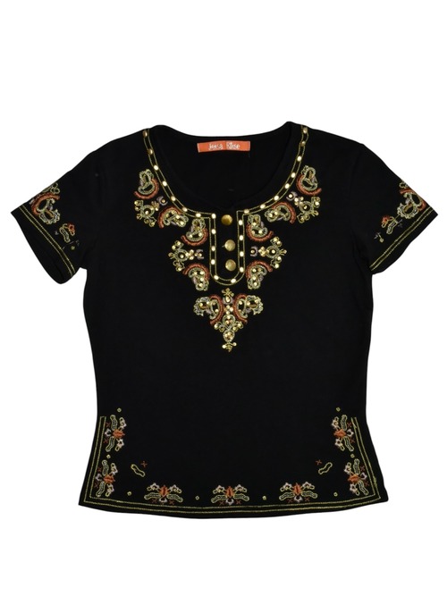 DoReMi Unique Series – Black Embroidered Gold Button Top