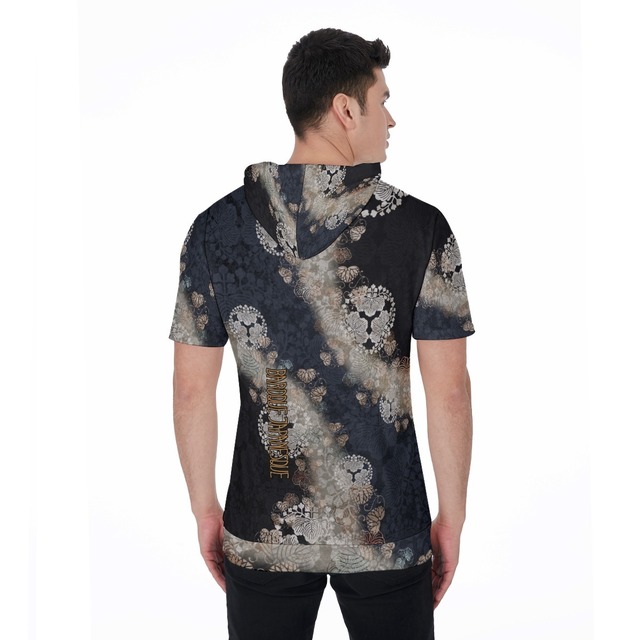 和紋様装飾　留紺　ユニセックス　Tシャツパーカー