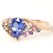 タンザナイト 0.98ct アミュレット リング 脇石0.2ct　k18pg