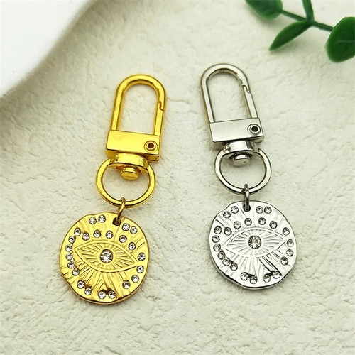 ペンダント 指輪 リング  ラインストーン クリスタル ステンレス ゴールド シルバー チェーン 鍵 レディース メンズ 悪 エビル 目