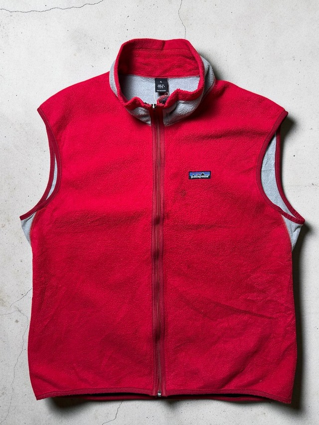 Patagonia Made in USA Synchilla Full Zip Fleece Vest Red x Gray