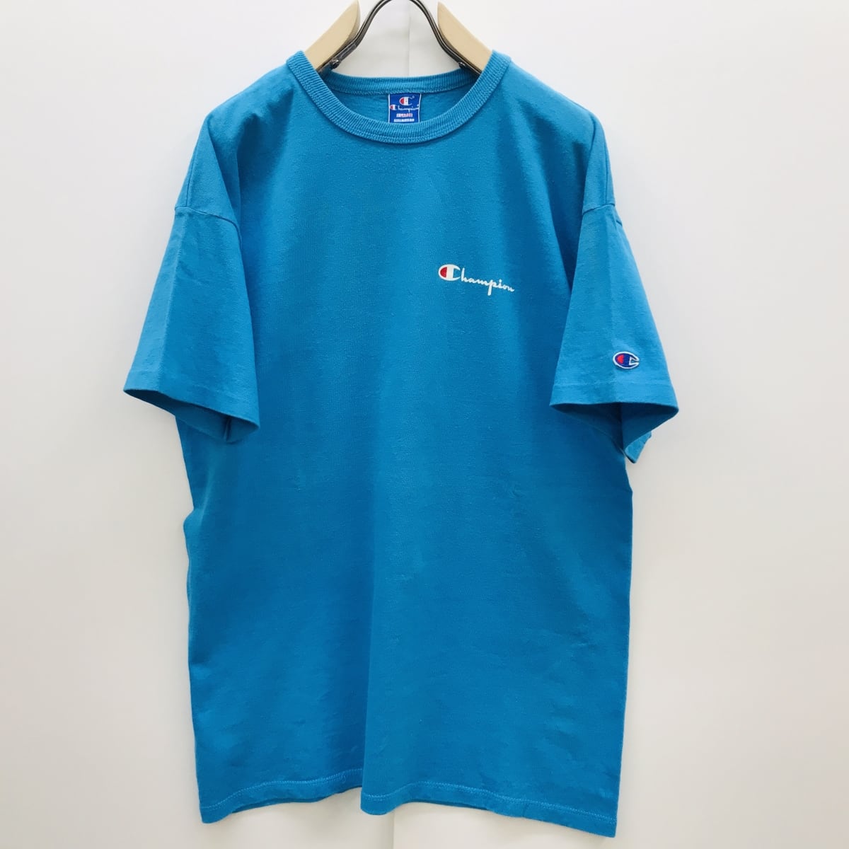 90sヴィンテージラルフローレン　ワンポイントホース刺繍ロゴBDシャツ　青