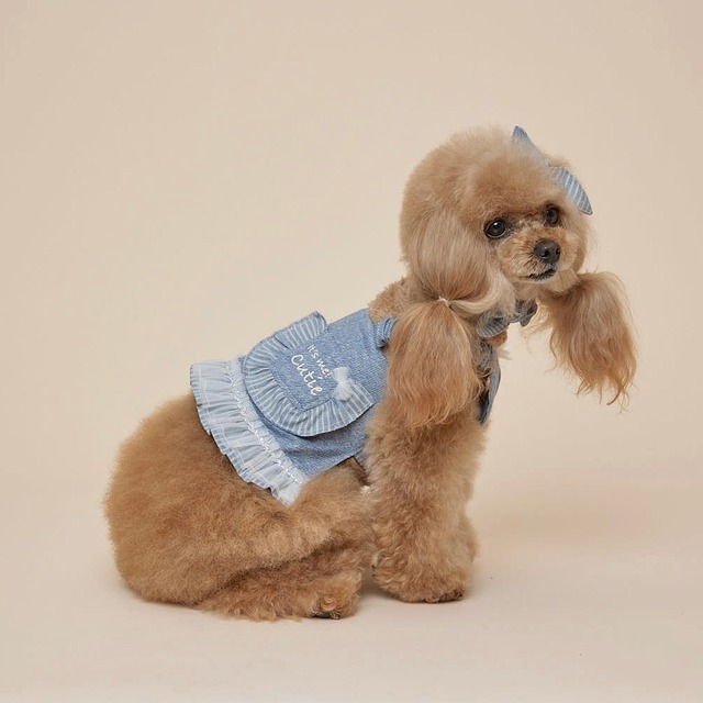 予約販売　It's Me Denim Crop OPS　韓国犬服　ブランド