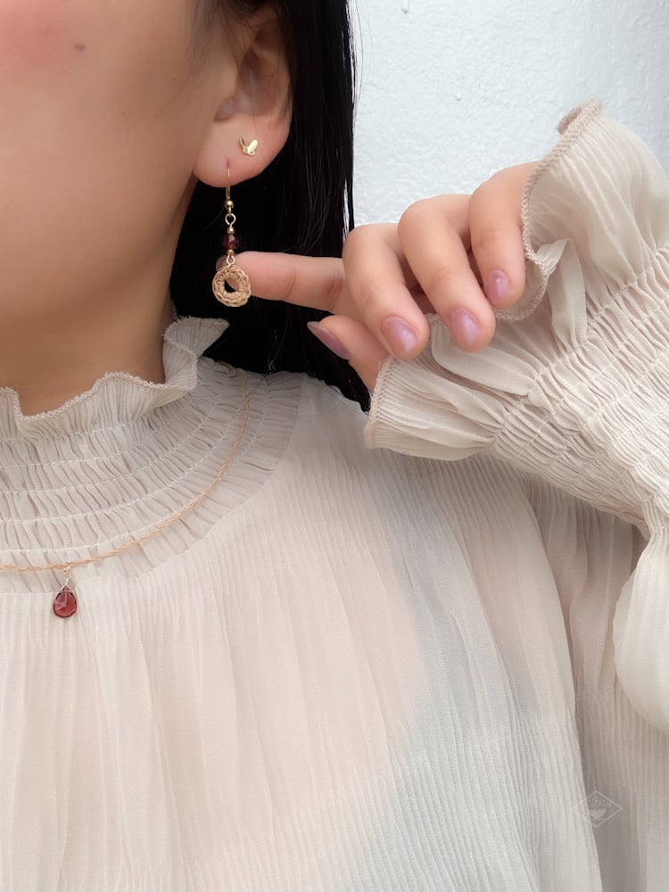 1月2月限定! ガーネットピアスandネックレスセット | AOIFARM