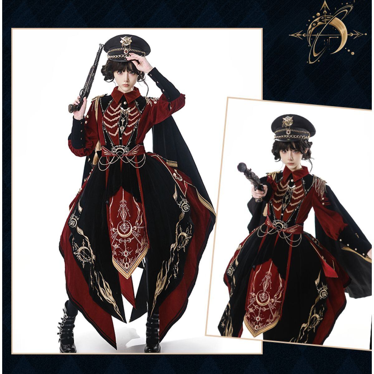 終焉なる聖遺物ロングマント軍服ロリータセットアップ | Maiden's Rêve