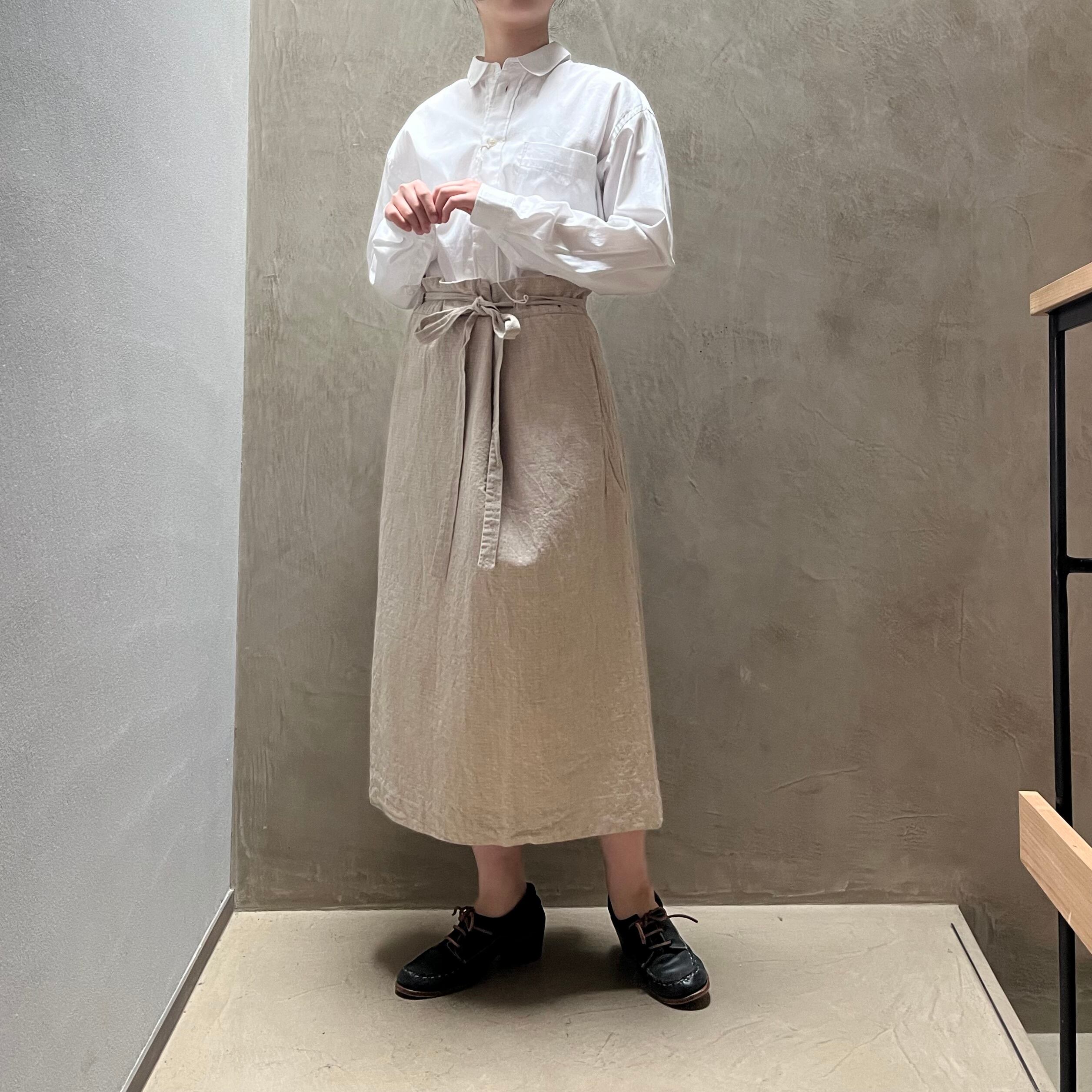 YAECA WRITE/ヤエカ ライト リボンスカート natural check #93619 size M