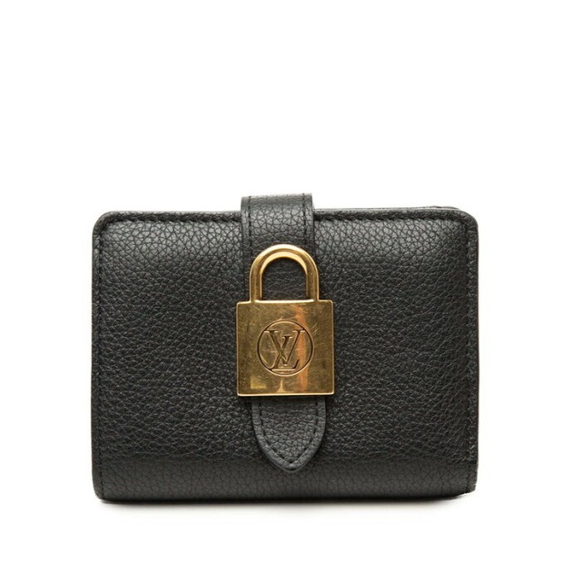 ルイ ヴィトン ポルトフォイユ ロウキー コンパクト 二つ折り財布 M12408 ブラック カーフ レディース LOUIS VUITTON 【中古】