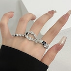 black stone silver ring / l0892
