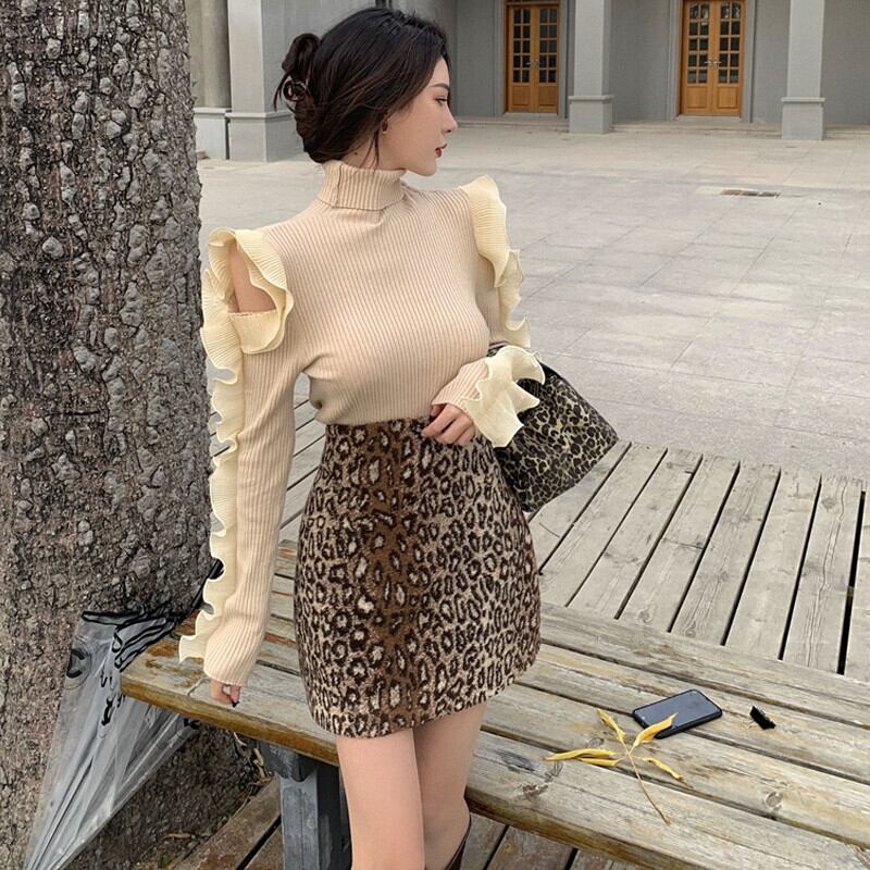 スリムセーター レディースオータムストラップレスブラックトップス ロング 秋物 ガールズファッション92109742997