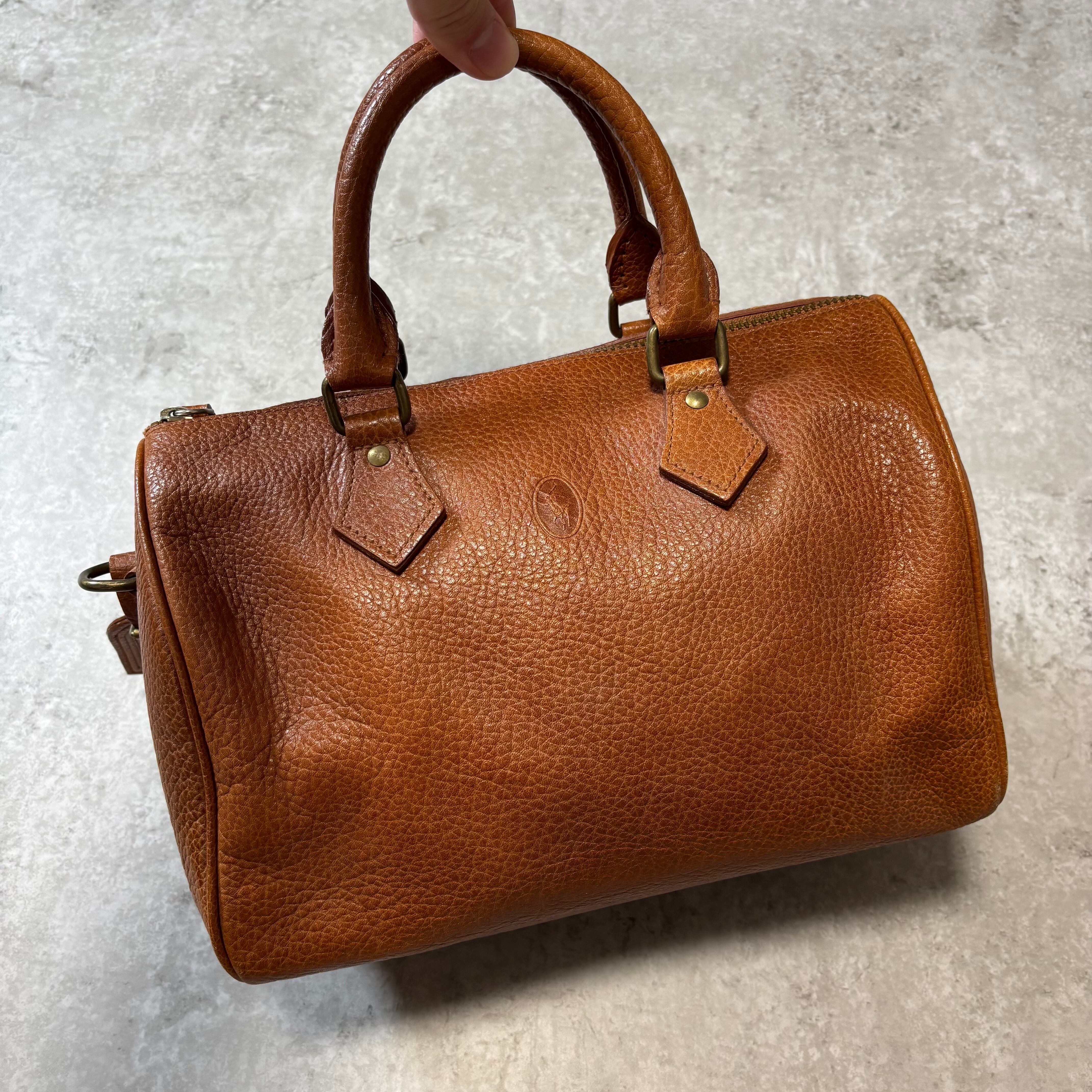 "Polo Ralph Lauren" Mini Boston Bag / ポロ ラルフローレンミニボストン バッグ ハンドバッグ ブラウン