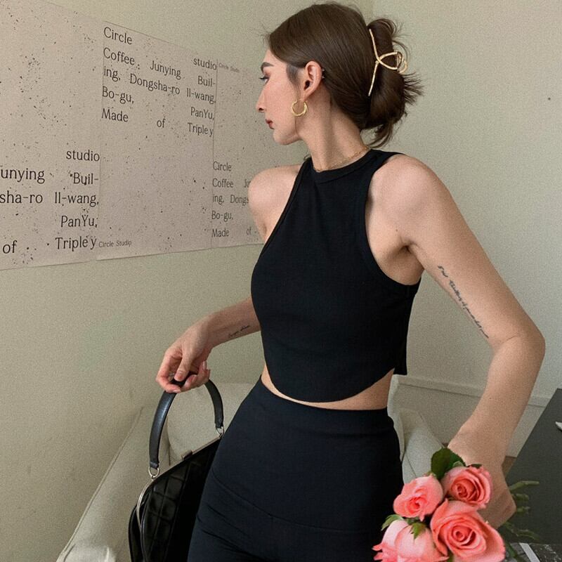 スリムショートバックトップス オータムスタイルノースリーブ 秋物 ガールズファッション49939083687