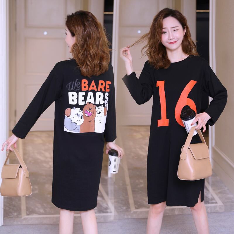 【新作】【送料無料】 母乳育児ドレス授乳ドレス綿の印刷は長く分割-スタイルの看護服 ロング コットン AL expec386514114494