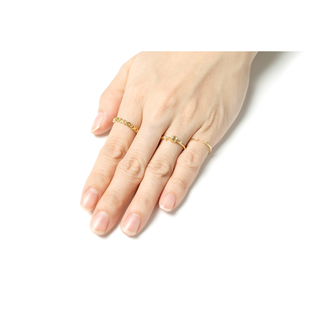 S925 ROUND CHAIN RING GOLD