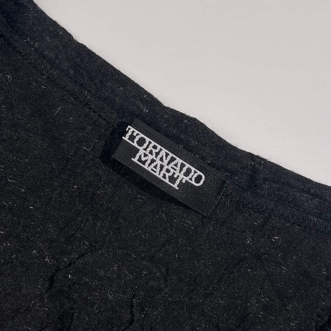 TORNADO MART トルネードマート シワ加工 刺繍 Vネック 長袖 カットソー /ダークグレー レディース