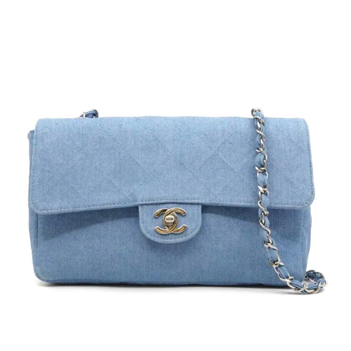 Extremely Rare ◇ CHANEL Matelassé Denim Single-Flap Single-Chain Bag, Blue with Silver Hardware, 5947004, Unisex