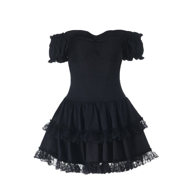 Off-shoulder frill one-piece r0164
