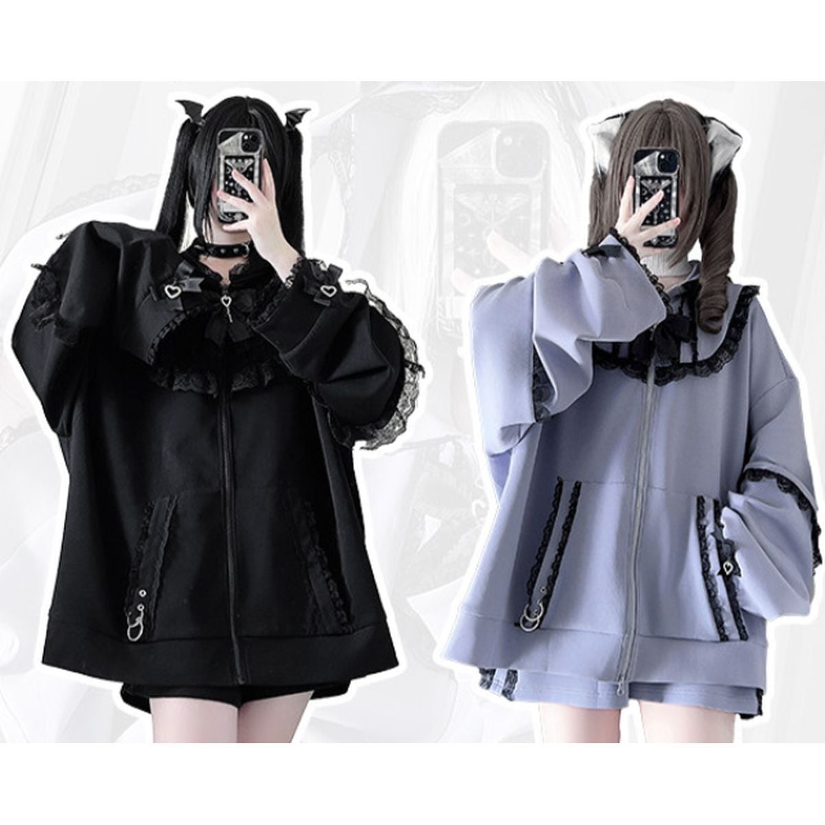 サブカル系うさ耳オーバーサイズパーカー：ロングパンツ | Maiden's Rêve