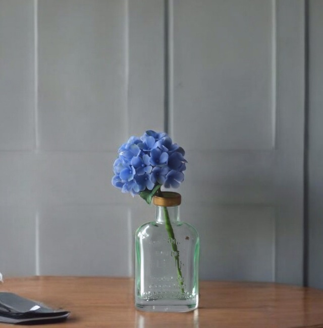 ◆粘土のお花◆  ミニサイズ♪　秋色紫陽花　ブルー　A1273