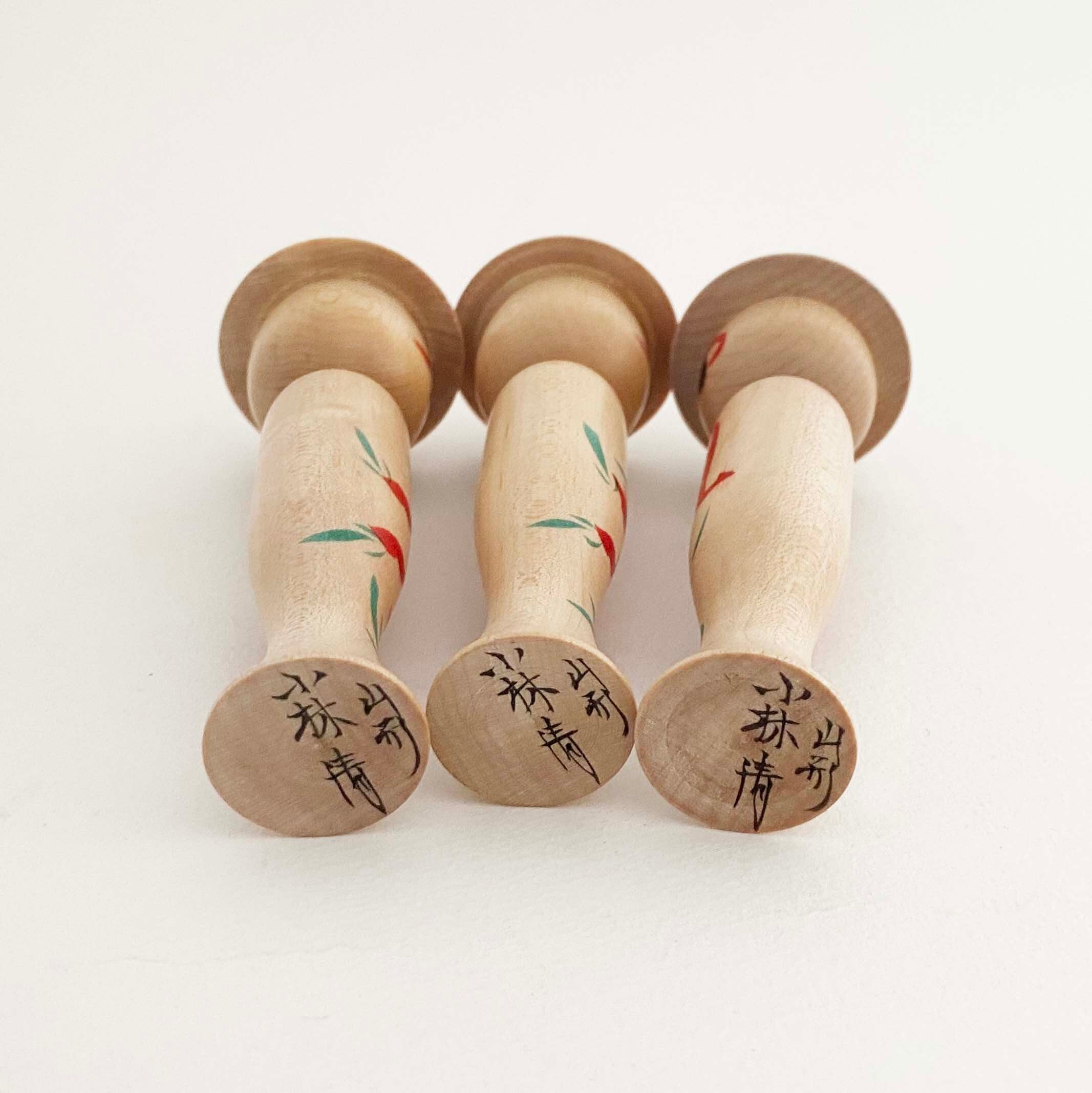 笠こけし3本セット（山形系 / 小林清工人）