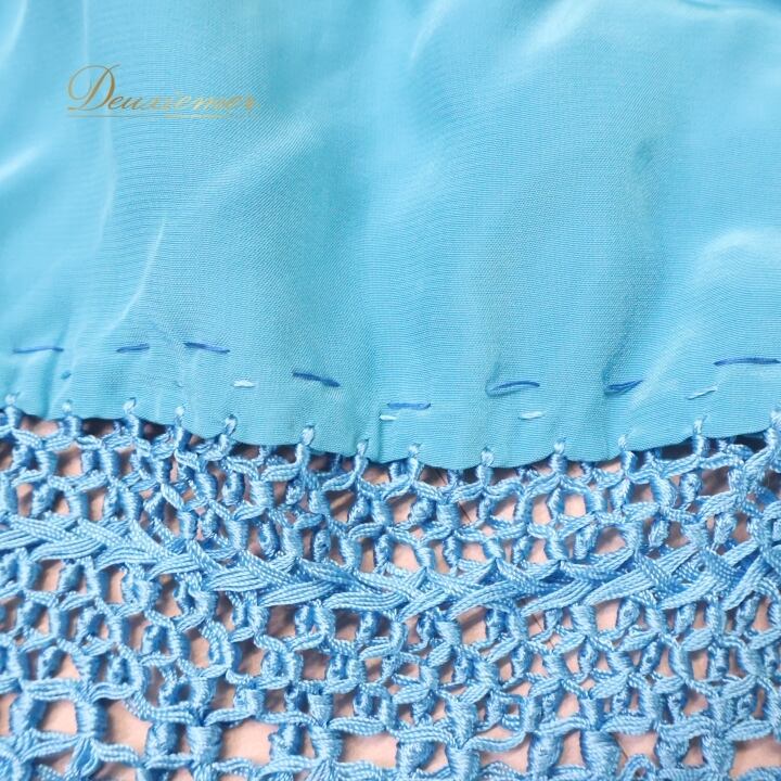 フラメンコ 衣装 マントン シージョ フレコ 刺繍 水色 青 装飾 小物