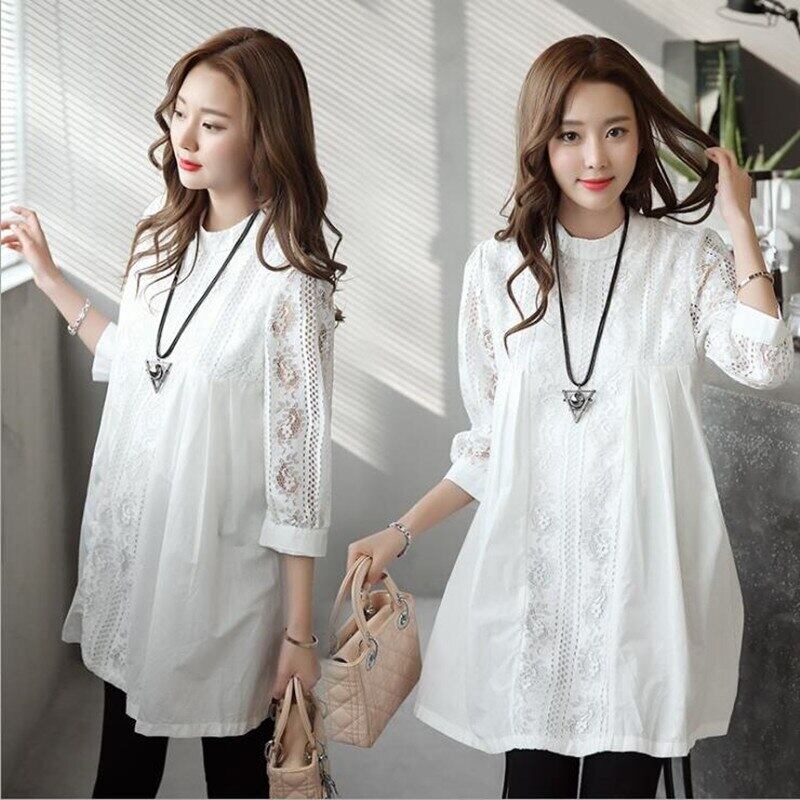 【新作】【送料無料】 レースマタニティシャツ3/4ルーズブラウストップス服妊娠中の女性春秋妊娠NEW スプリング 春物 オータム 秋物 AL expec350095237605