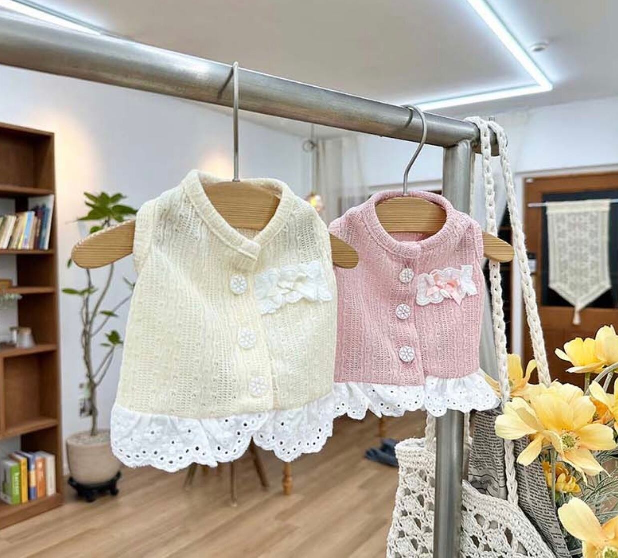 《予約》Z0234 flower race cropped cardigan