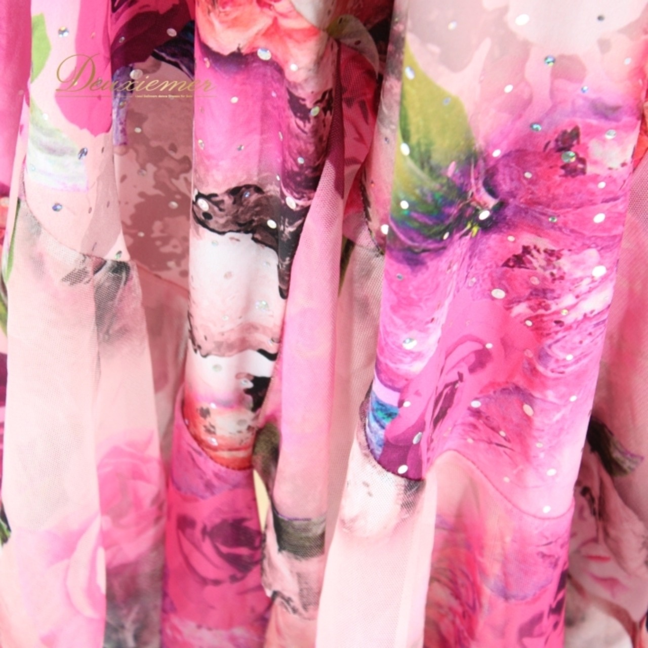 社交ダンス 衣装 スタンダード 上下セット ツーピース レッスンウェア パーティ衣装 レディース ACROSS ピンク系 グリーン系 花柄 長袖 フラワープリント おしゃれ 柔らかい 伸縮性 カジュアル エレガント レディースファッション ダンス発表会 国際大会 トレーニング フィット感 快適 丈夫 洗濯可 ランニング カラフル ルームウェア シフォン素材 ステージ衣装