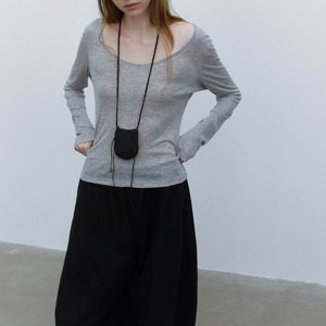 Long Sleeve U-Neck Tops 【8color】 T3485