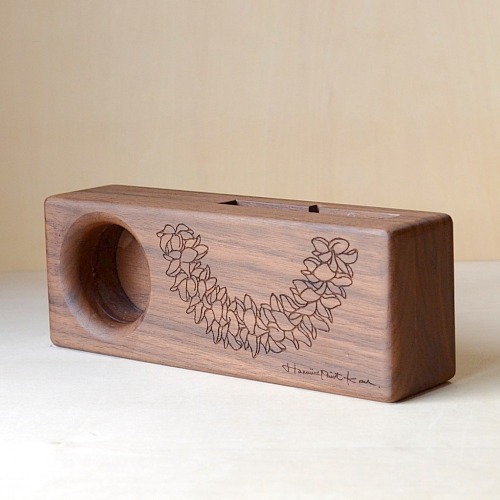 Wood eco speaker [Plumeria Lei / wood:ウォルナッツ] 【WES-PLU-L-3】