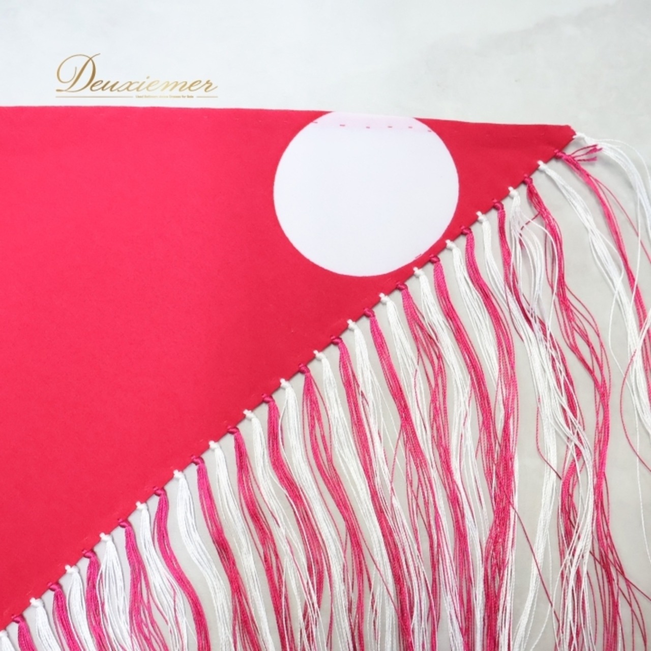 フラメンコ 衣装 シージョ ピキージョ 小物 ピンク系 ショッキングピンク ホワイト系 白 水玉 模様 トライアングル フレコ ダンス 三角形 舞台 ダンス衣装 フラメンコ小物 発表会 イベント用 可愛い フリンジ スカーフ おしゃれ 舞台衣装 柄物