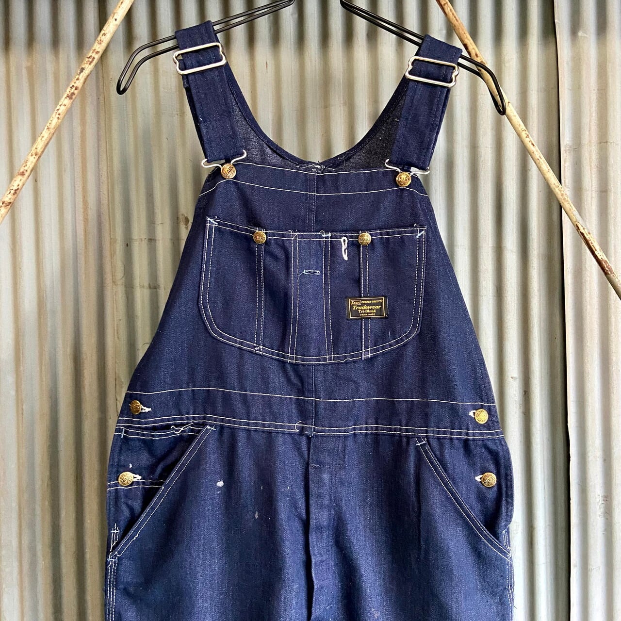 70〜80年代 SEARS シアーズ バットダイデニム オーバーオール メンズ 