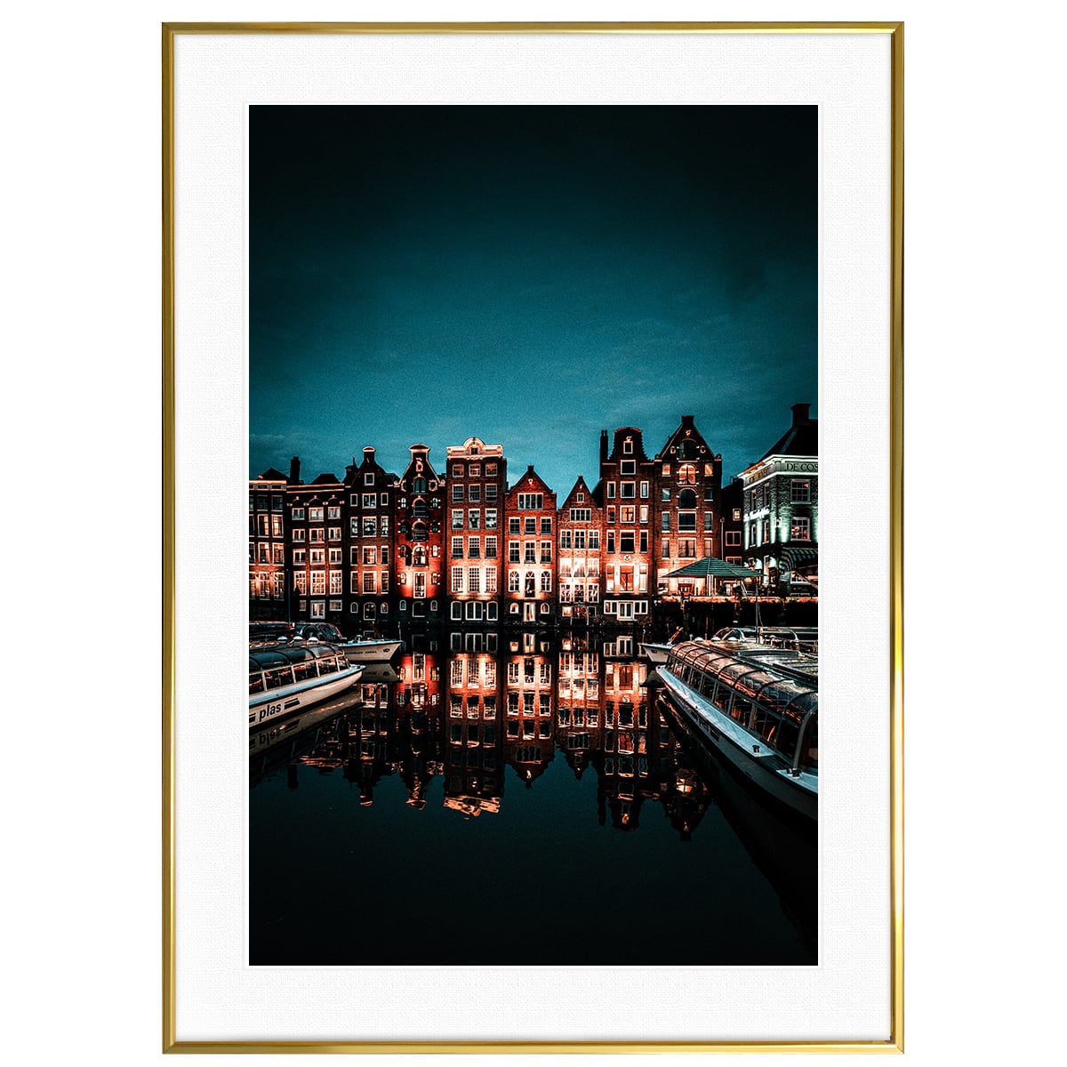 オランダ写真 夜のアムステルダム インテリアアートポスター額装 AS2564