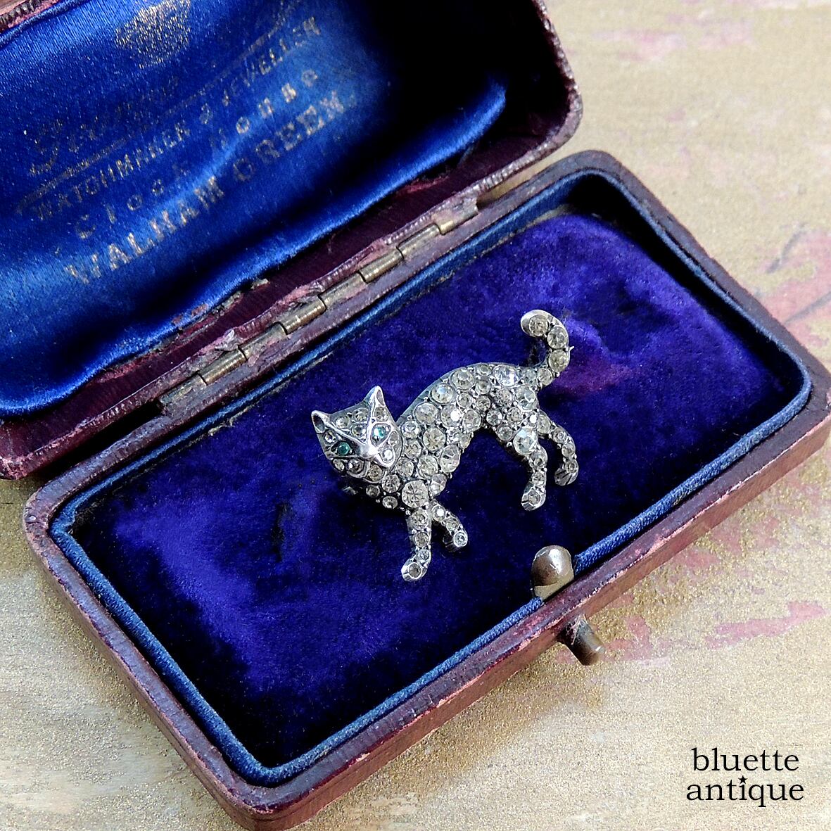 アンティークジュエリー シルバー935 猫ブローチ | bluette antique