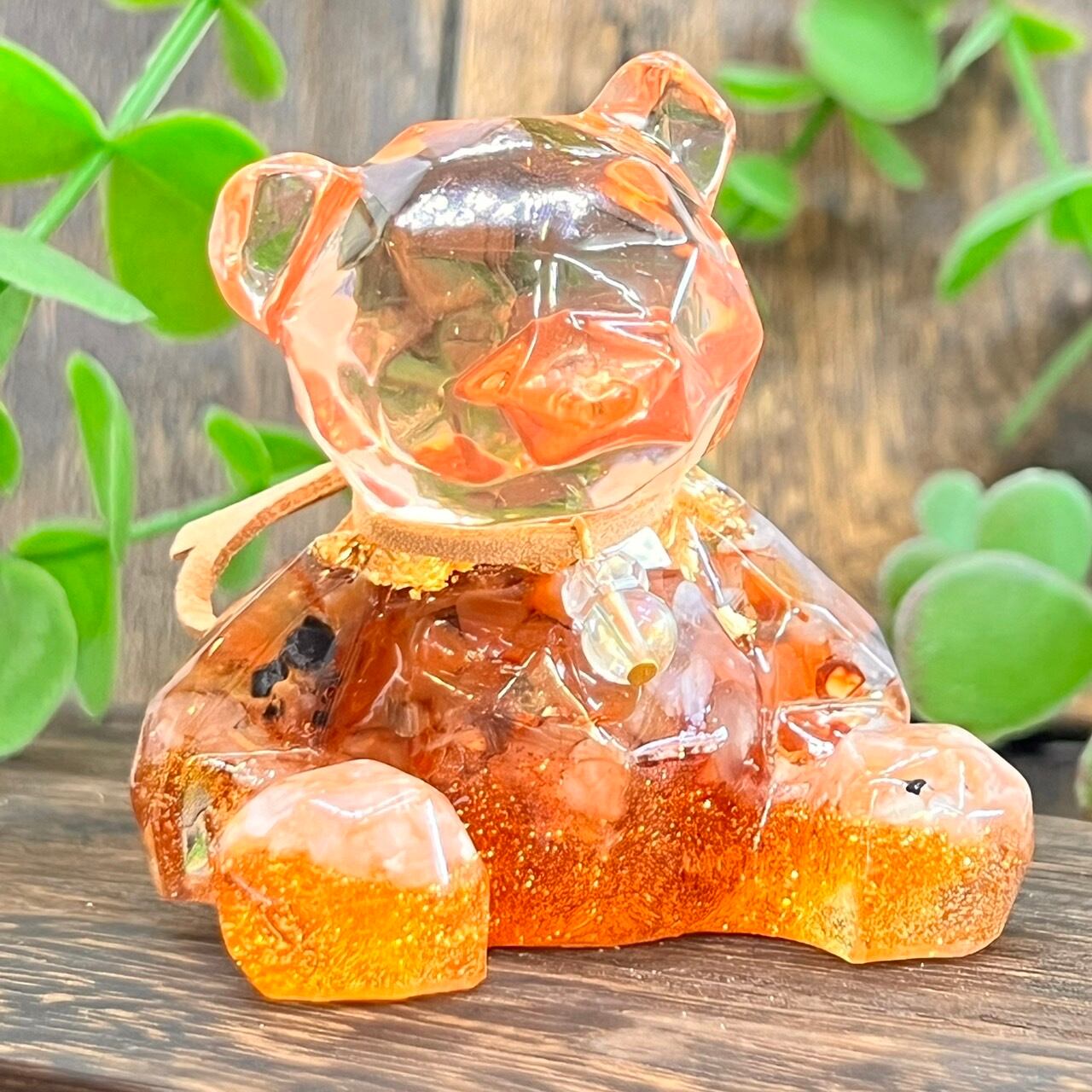 こぐまのオルゴナイト カーネリアン&サンストーン 首飾り付き