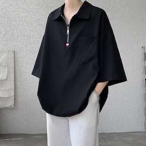 Half-zip, three-quarter sleeve T-shirt(MT1443)