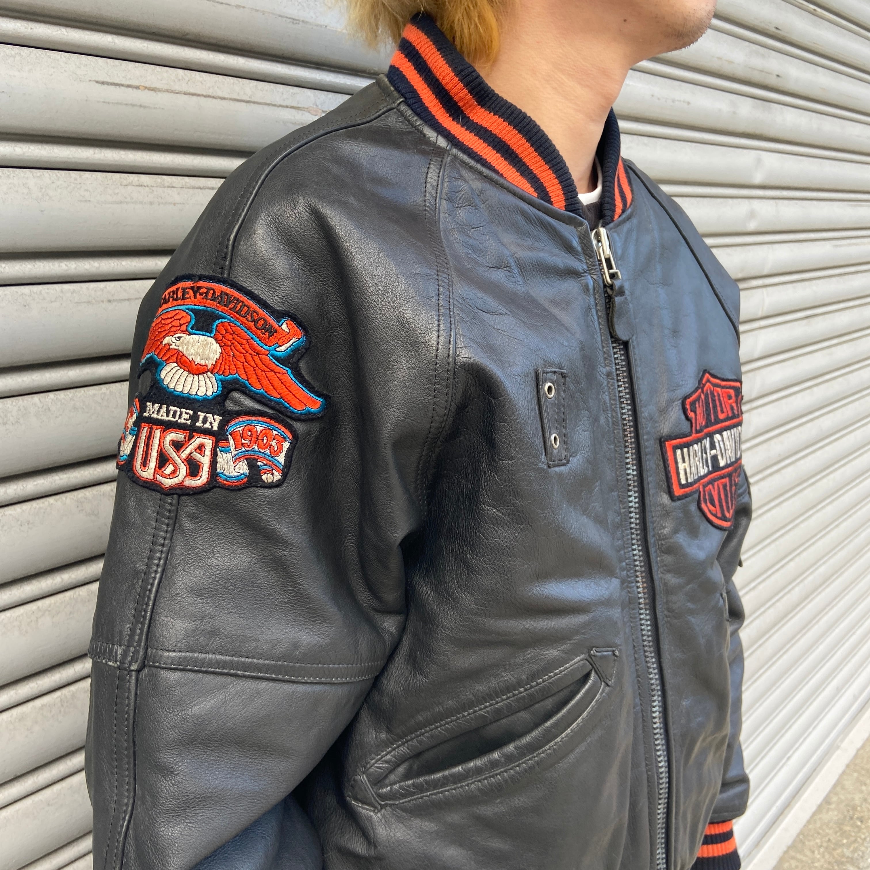 送料無料』Harley-Davidson 80s USA製 本革 レザージャケット 38R