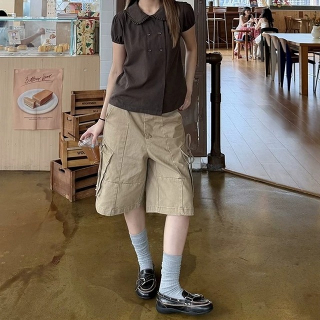 サイドリボンユーティリティカーゴショートパンツ 2col   R02476