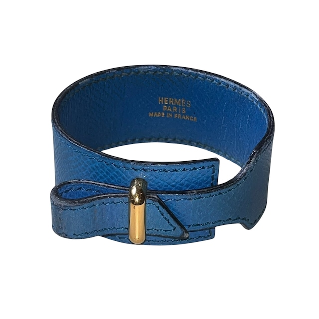 HERMES blue leather bracelet " Artemis "