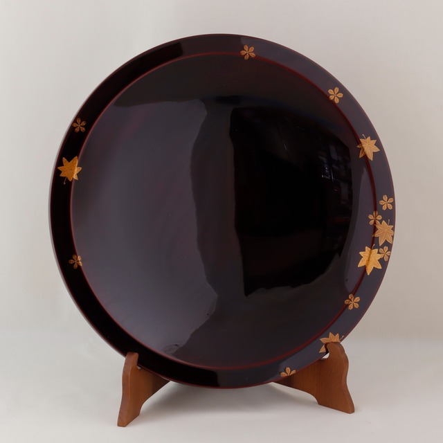 1408  輪島塗　飾皿／溜塗／春秋蒔絵