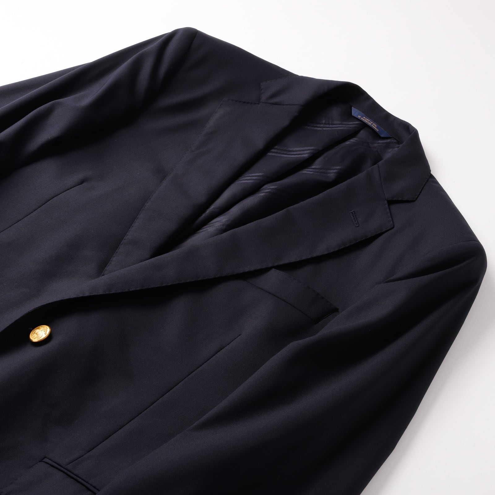 極美品 ブルックスブラザーズ カノニコ生地 金ボタン 裏地総柄 ブラック 極美品】BROOKS BROTHERS Made in USA wool Navy blazer about size38
