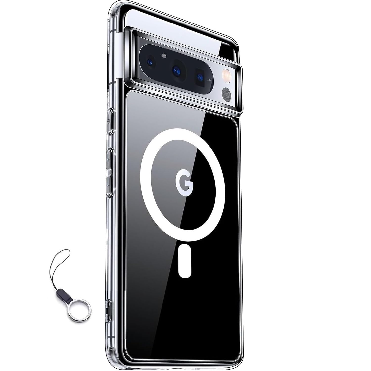 Google Pixel 7 Pro ケース透明 MagSafe対応 マグネット搭載 マグセーフ対応 グーグル ピクセル 7 プロカバー 全面保護 耐衝撃 薄型 軽量 指紋防止 黄ばみなし ストラップロホール Google Pixel 7 Pro ケース (クリア, Pixel 7 Pro)