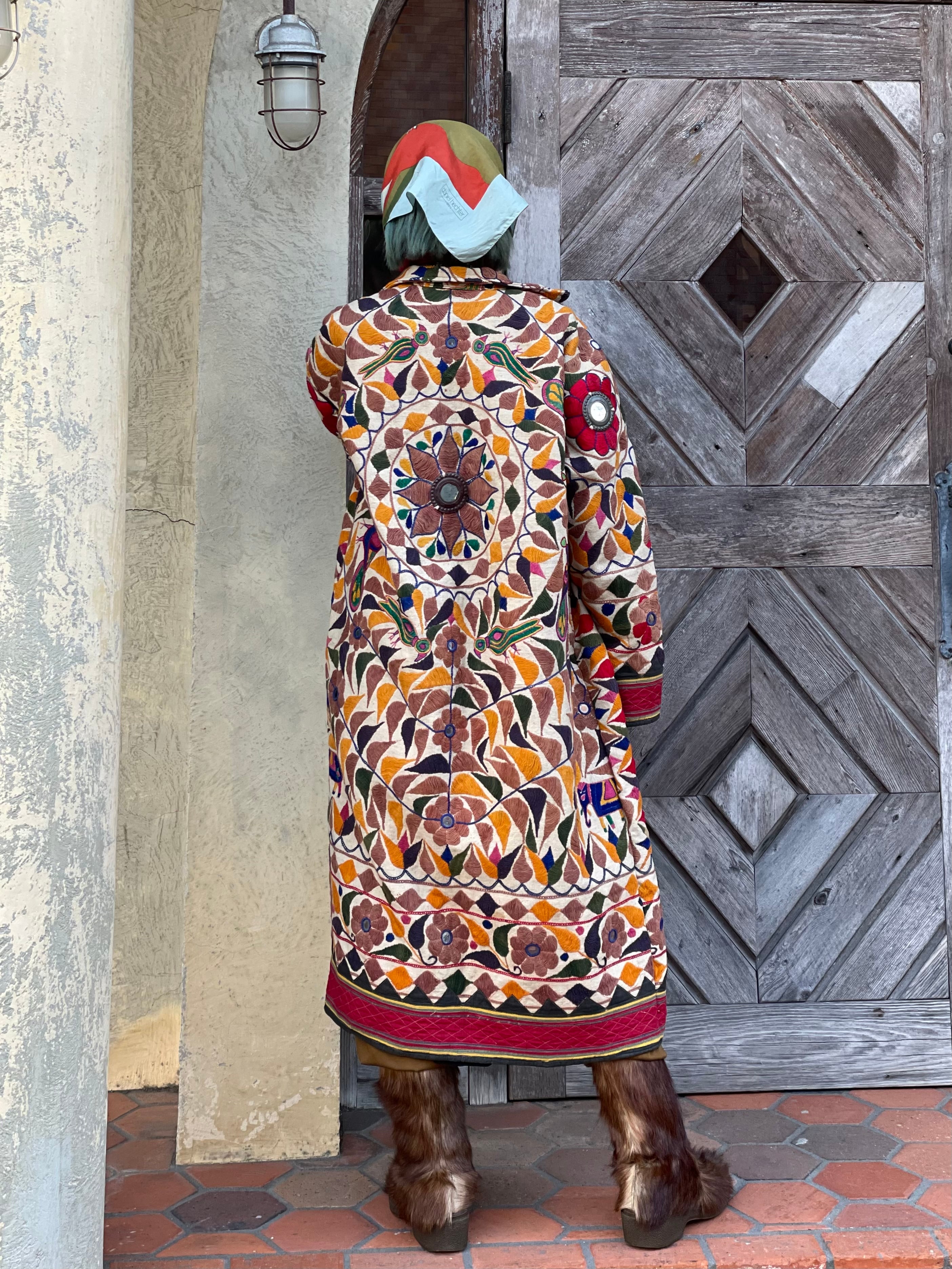 総刺繍　ミラーワーク　vintage　Millered　Full　ロング　embroidery,　Long　Banjara　coat　ヴィンテージ　バンジャーラ　コート　DIGNITY