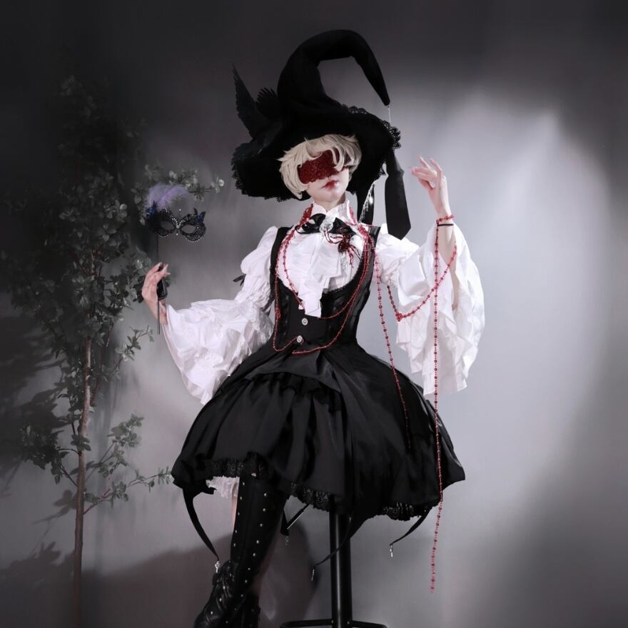 ゴスロリ ハロウィン 魔女 三角帽 イベント パーティ衣装 舞台衣装