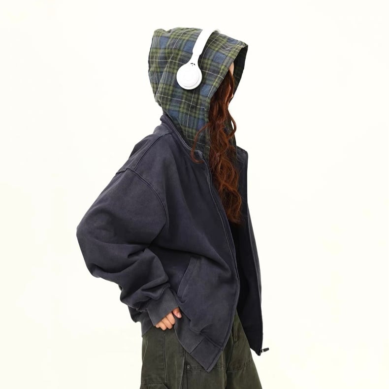 ジップアップ ヒップ丈 フード付き ブルゾン S1020