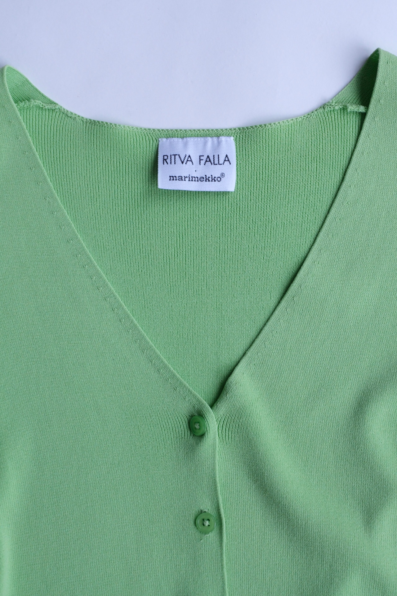 Marimekko apple green v neck cardigan