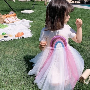 3色 子供服 90〜130 チュールドレス ワンピース フレアスカート 半袖 レインボー シースルー 送料無料 キッズコーデ キッズファッション キッズドレス キッズ 可愛い きれいめ エレガント クルーネック 春 夏 ガーリー お出かけ 外出 きれいめカジュアル 着回し ファッション デート コーディネート 重ね着 休日 特別な日 お祝い 記念日 カジュアル 普段着 春コーデ 夏コーデ 韓国 おしゃれ シンプル ゆったり 韓国ファッション ワンポイント コーデ リゾート 旅行 パーティー パーティドレス