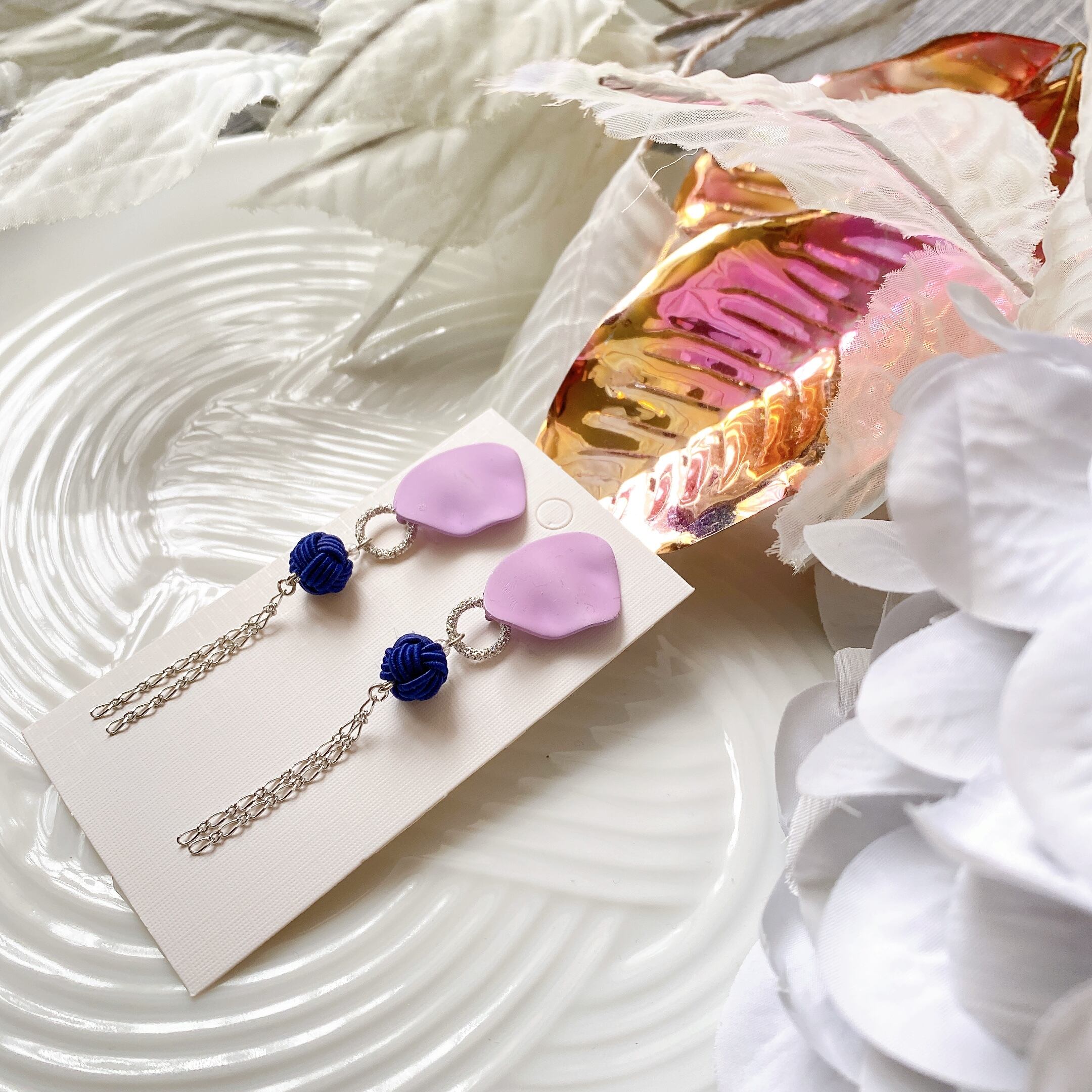 NEW【水引ピアス】URBAN GIRL SERIES◇都会の女◇ラベンダー＆ネイビー