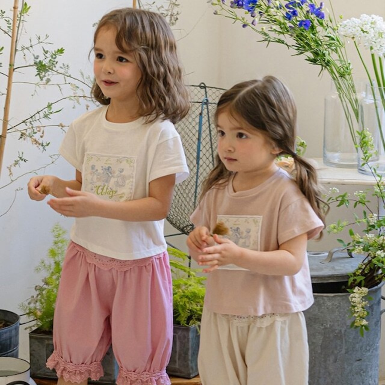 夏レトロパッチピュアカラーTシャツ