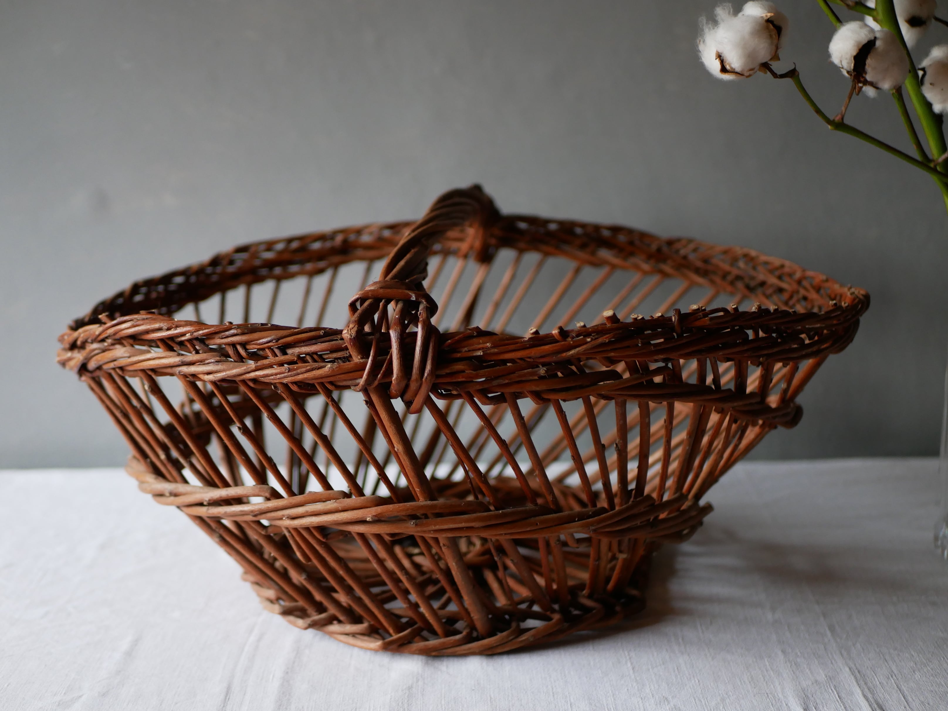 フランスアンティーク パニエ かご 籐製 蚤の市 ブロカント ラタン